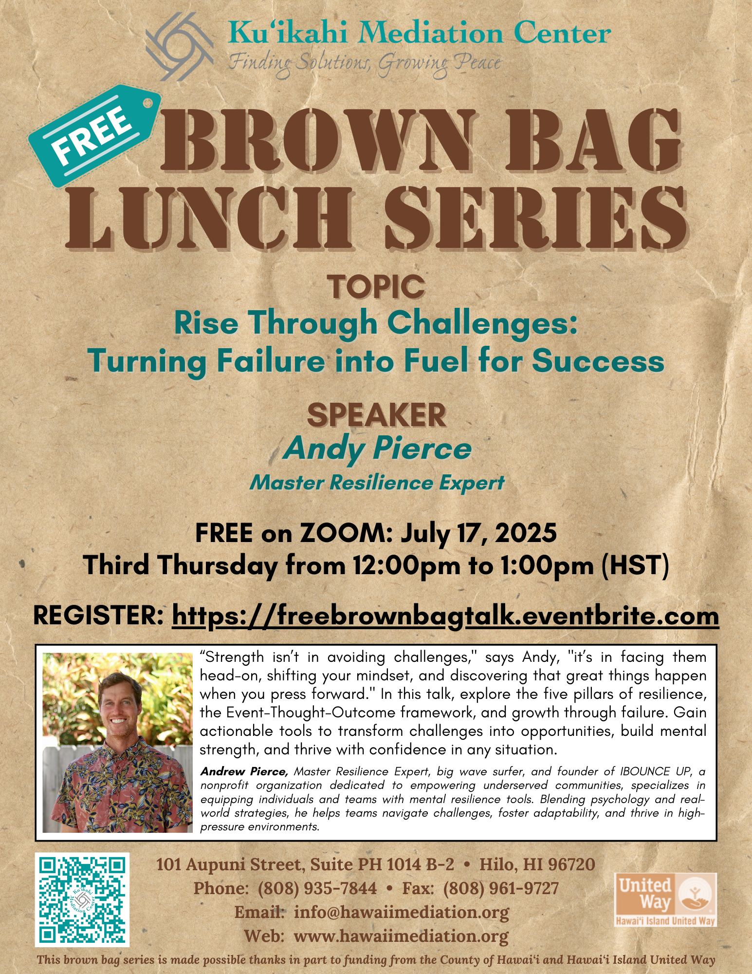 Flyer - Brown Bag Andy Pierce 07-17-25